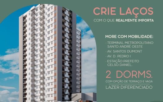 Cury Elo Santo André | 2 Dorms 35 a 56 m opção Sacada e Vaga