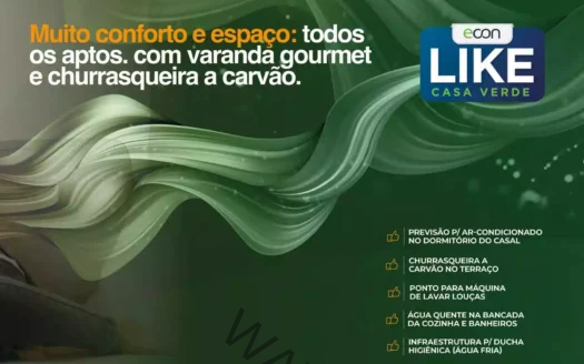 Econ Like Casa Verde | 2 e 3 Dormitórios 54 à 67m² com Suíte